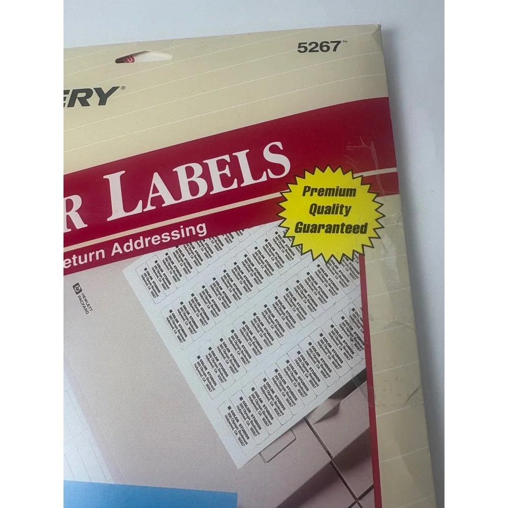 Avery 5267 Laser Labels for Return Addressing 1-1/4 x 13-1/4 25 Sheets‎ Opened